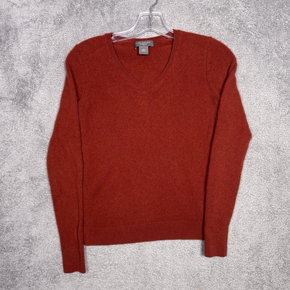 Ann Taylor Sweater Women XS 100% Cashmere V-Neck Pullover Jumper Fitted Career